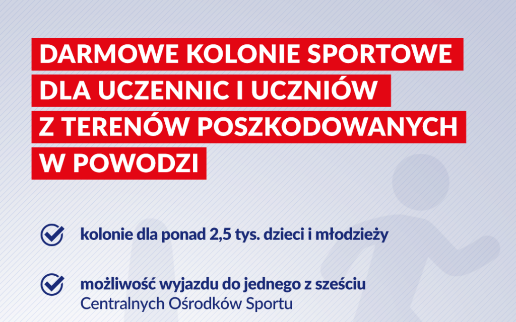 Darmowe kolonie sportowe dla dzieci i młodzieży szkolnej 